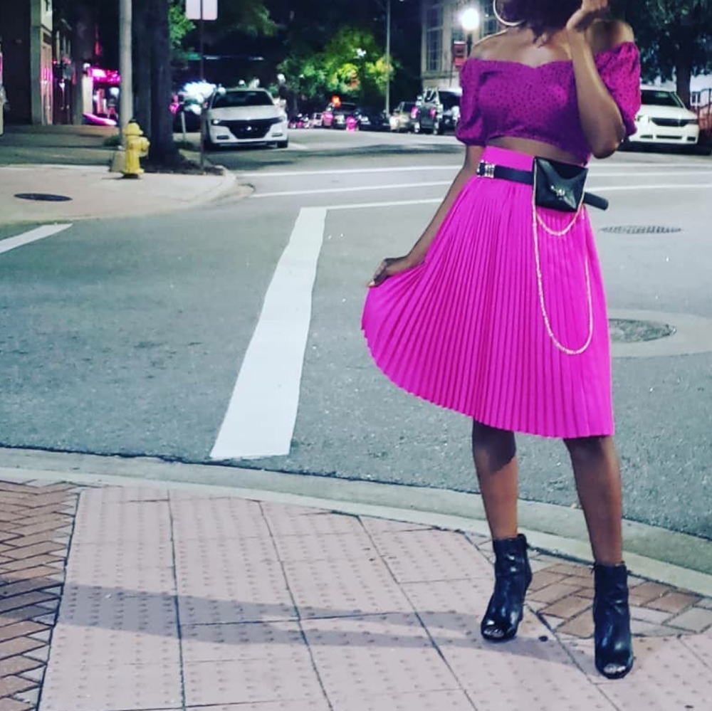 Hot pink Pleated Skirt